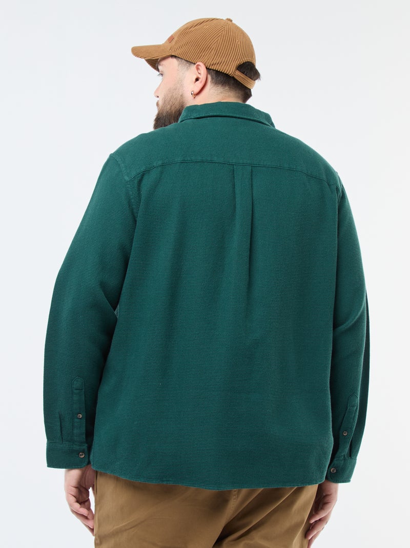 Camicia effetto goffrato tinta unita Verde - Kiabi