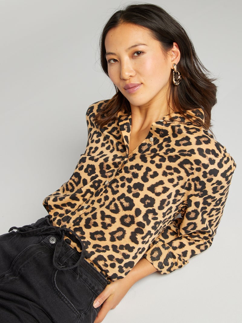 Camicia en cotone leopardato MARRONE - Kiabi