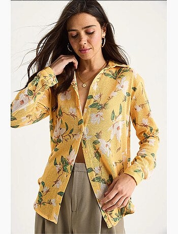 Camicia estiva in maglia regolare con stampa digitale a fantasia lucci