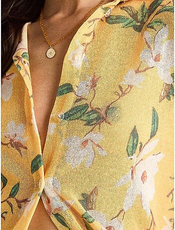 Camicia estiva in maglia regolare con stampa digitale a fantasia lucci