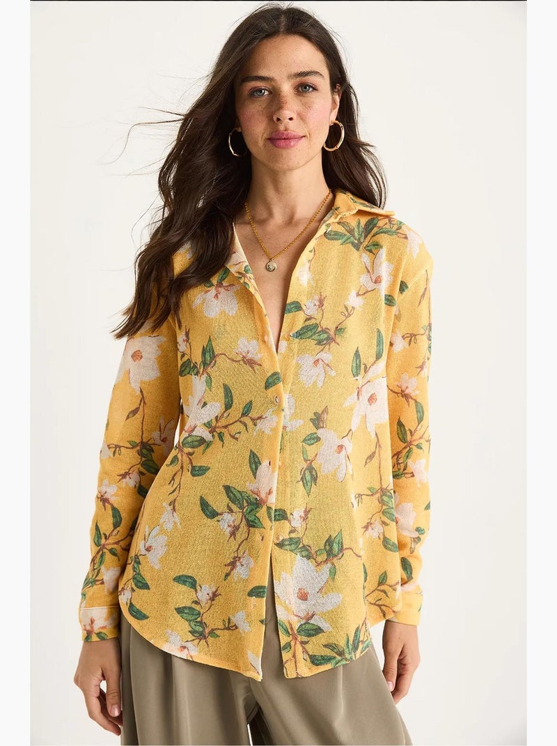 Camicia estiva in maglia regolare con stampa digitale a fantasia lucci Ambra - Kiabi