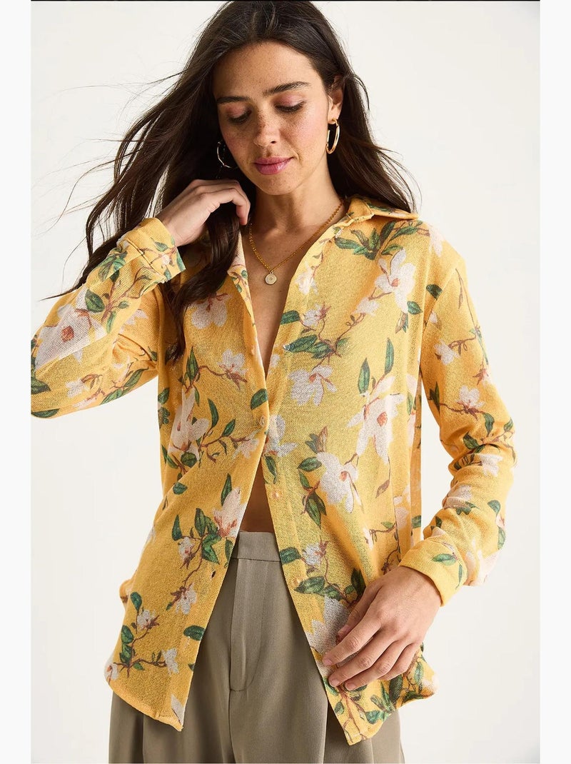 Camicia estiva in maglia regolare con stampa digitale a fantasia lucci Ambra - Kiabi