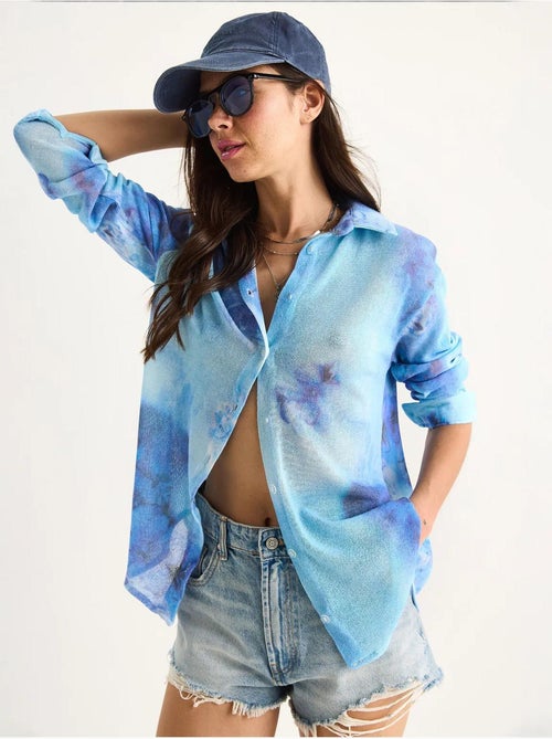 Camicia estiva in maglia regolare con stampa digitale a fantasia lucci - Kiabi Camicia estiva in maglia regolare con stampa digitale a fantasia lucci - Kiabi