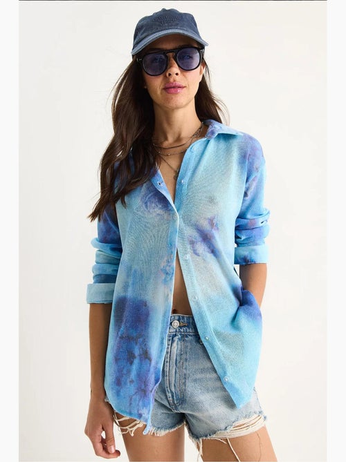 Camicia estiva in maglia regolare con stampa digitale a fantasia lucci - Kiabi Camicia estiva in maglia regolare con stampa digitale a fantasia lucci - Kiabi
