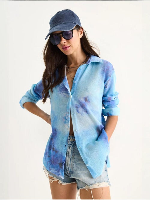Camicia estiva in maglia regolare con stampa digitale a fantasia lucci - Kiabi Camicia estiva in maglia regolare con stampa digitale a fantasia lucci - Kiabi