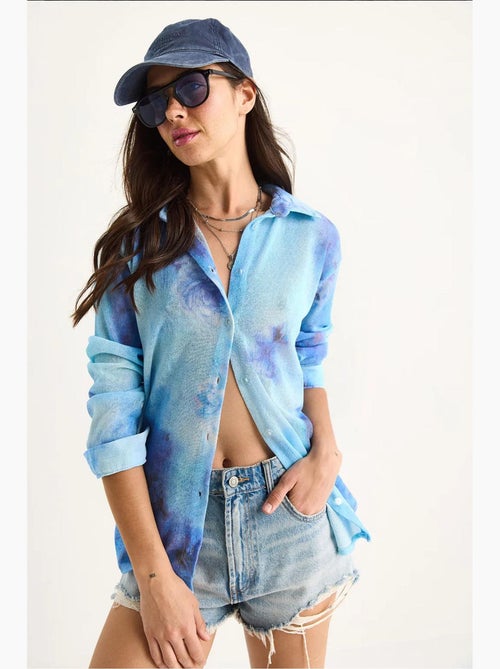 Camicia estiva in maglia regolare con stampa digitale a fantasia lucci - Kiabi Camicia estiva in maglia regolare con stampa digitale a fantasia lucci - Kiabi