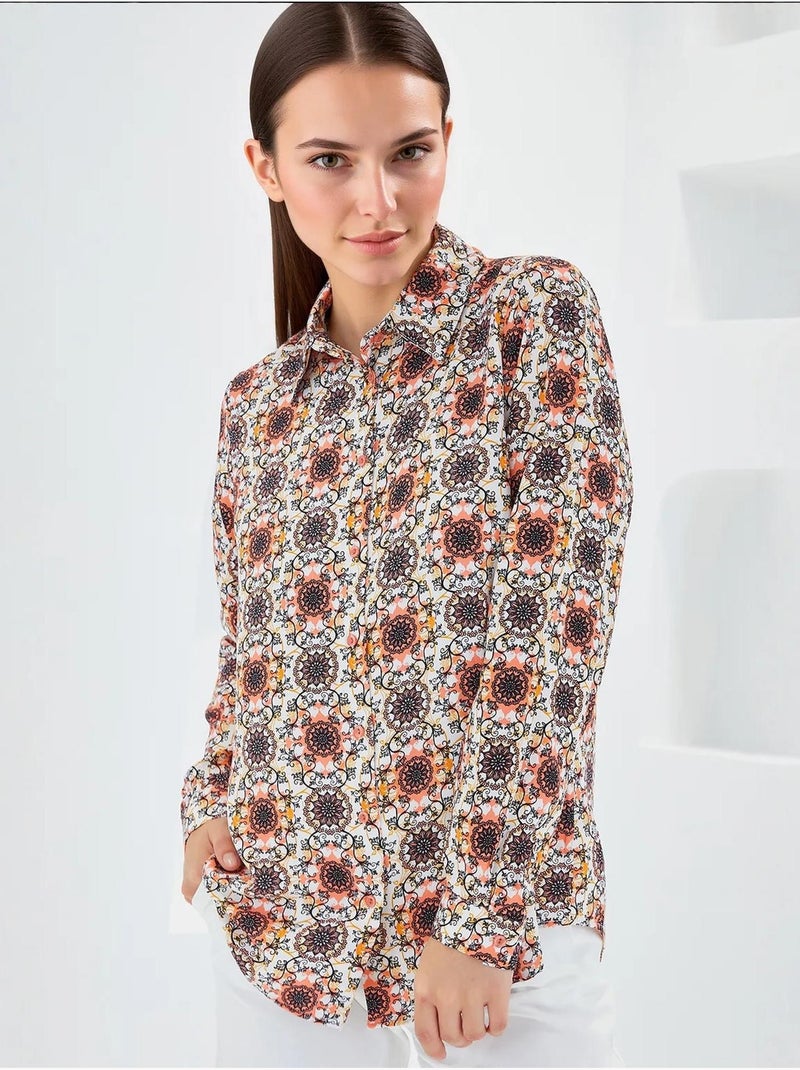Camicia fantasia a maniche lunghe bdart Arancione - Kiabi