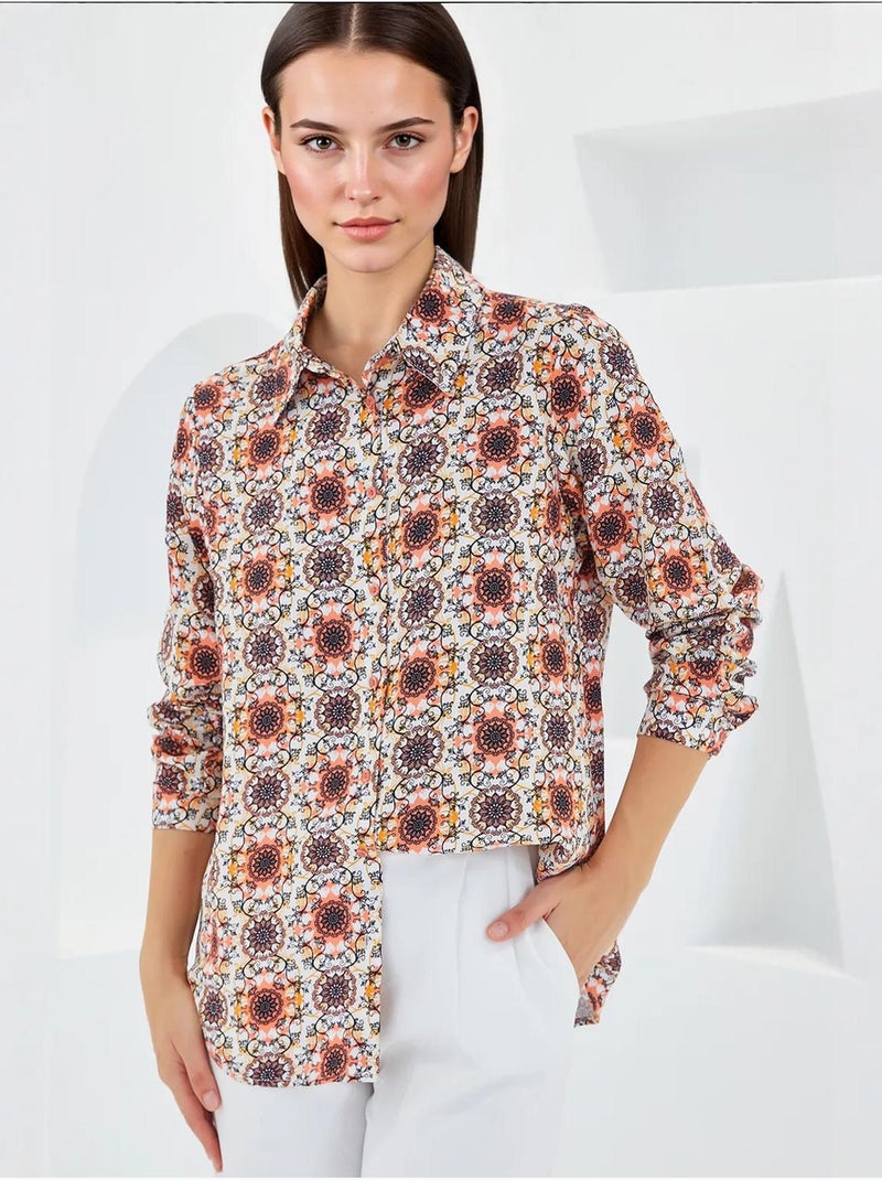 Camicia fantasia a maniche lunghe bdart Arancione - Kiabi