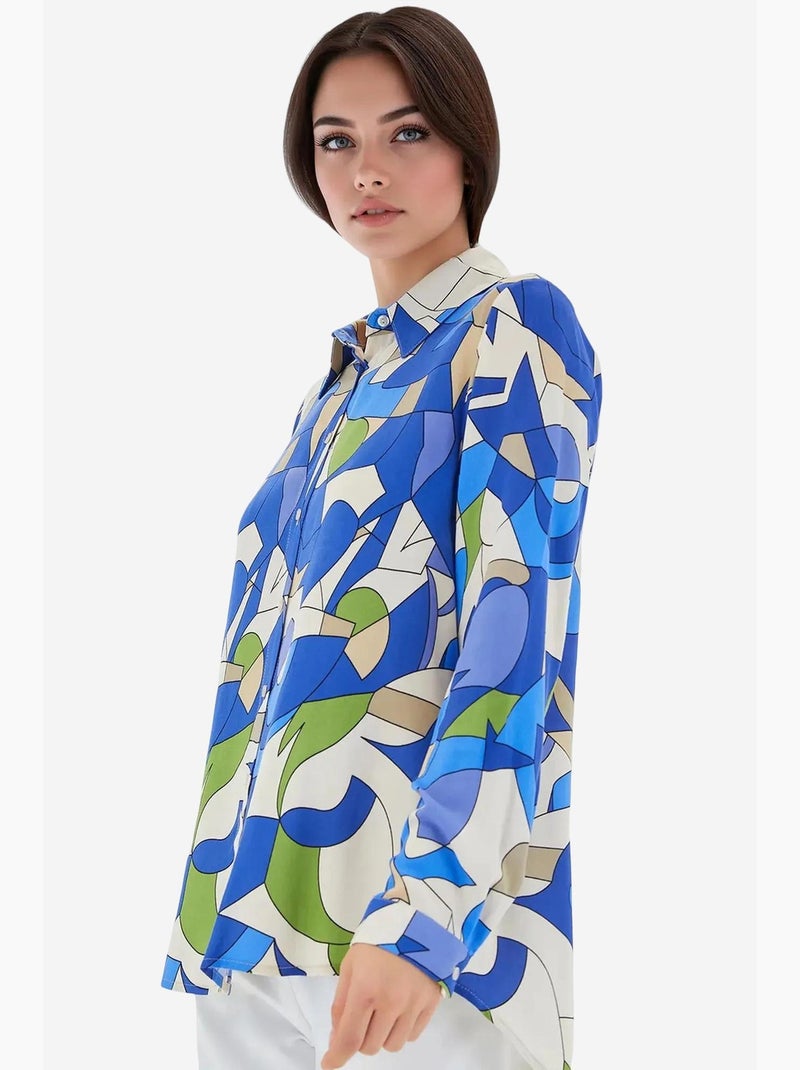 Camicia fantasia a maniche lunghe bdart Blu elettrico - Kiabi