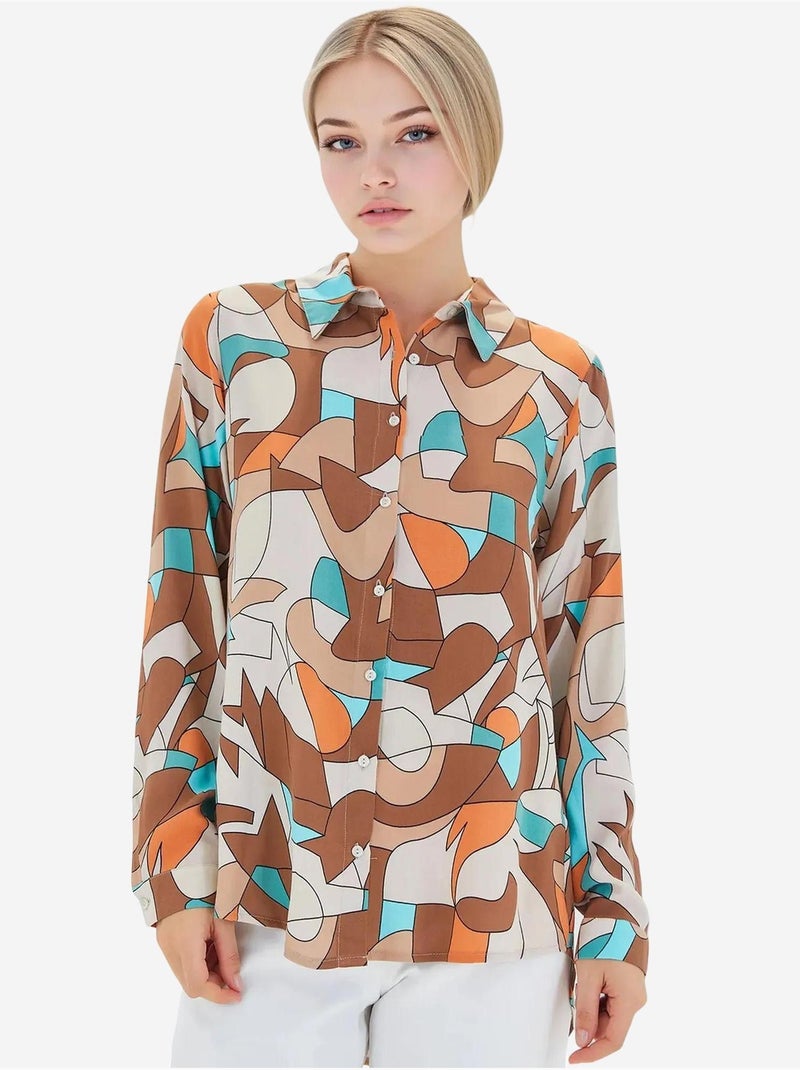 Camicia fantasia a maniche lunghe bdart Marrone chiaro - Kiabi