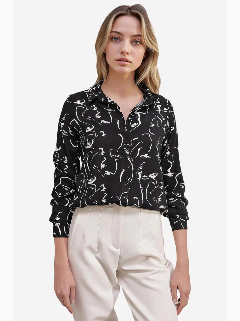 Camicia fantasia a maniche lunghe bdart Nero - Kiabi