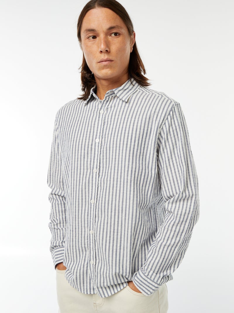 camicia fantasia taglio comodo a maniche lunghe Blu - Kiabi