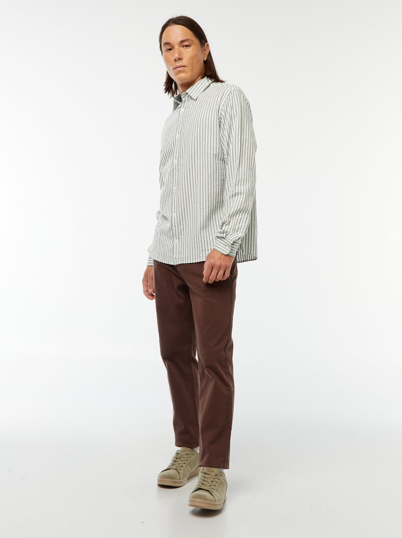 camicia fantasia taglio comodo a maniche lunghe Kaki - Kiabi