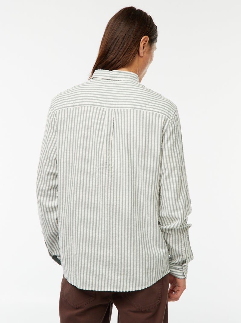 camicia fantasia taglio comodo a maniche lunghe Kaki - Kiabi