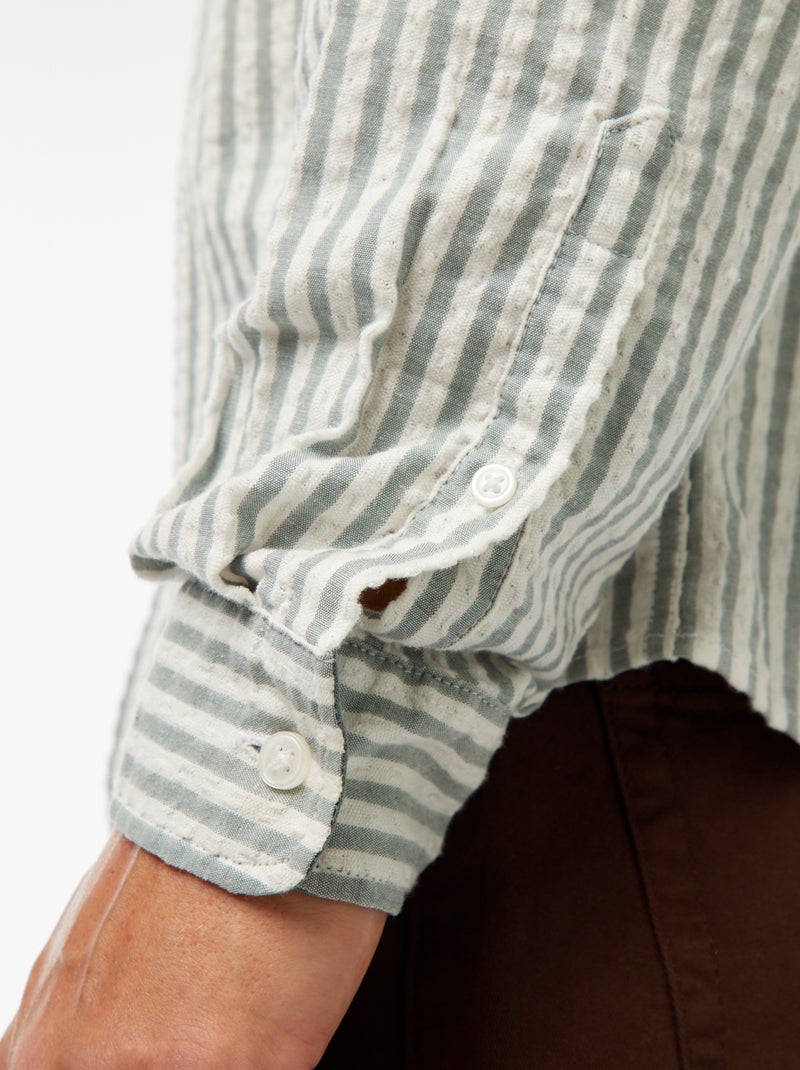 camicia fantasia taglio comodo a maniche lunghe Kaki - Kiabi