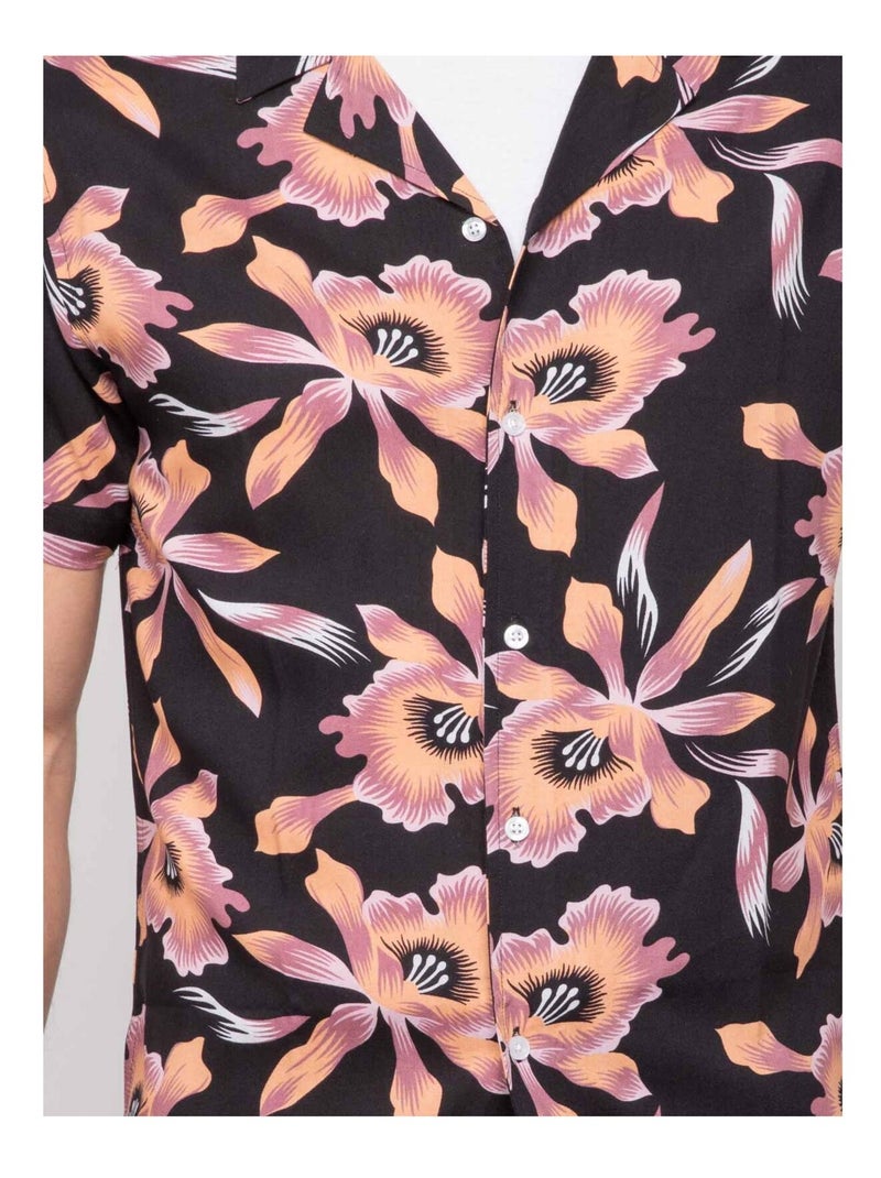Camicia fluida a maniche corte con motivi DALIWAI Nero - Kiabi