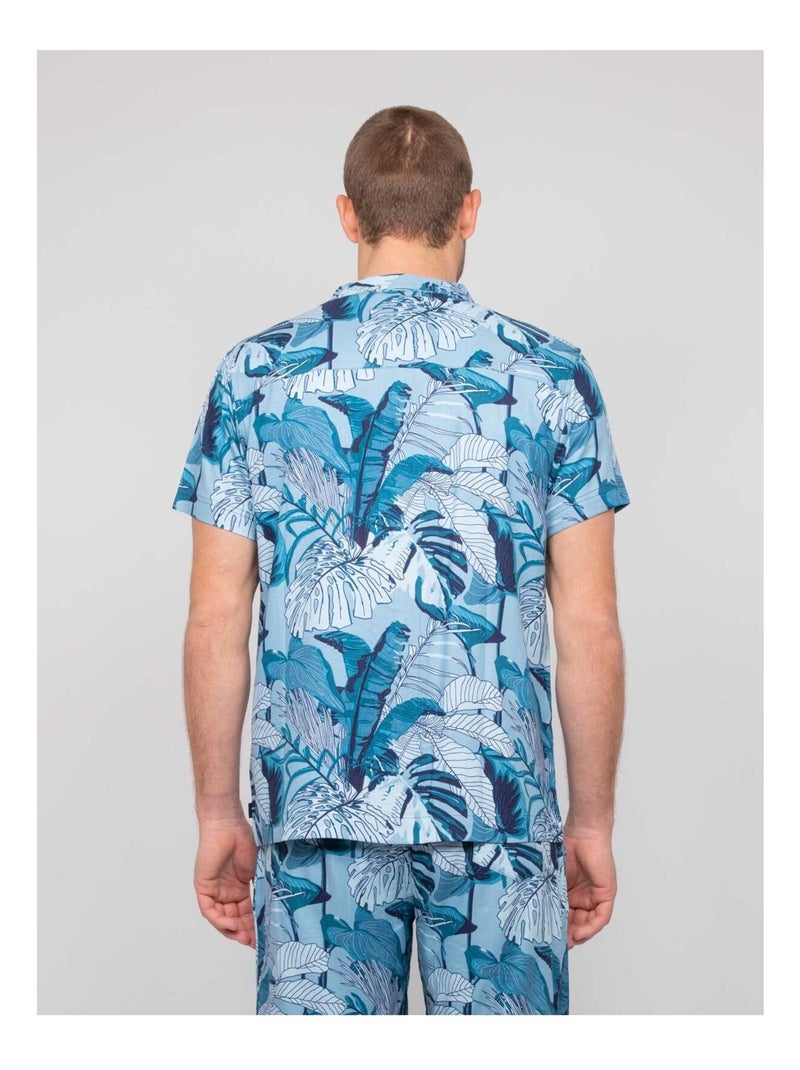 Camicia fluida a maniche corte con motivi DAMAULU Blu - Kiabi