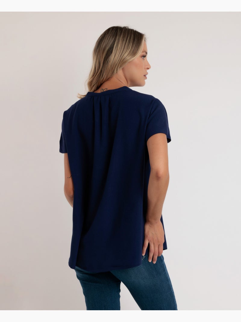 Camicia fluida a maniche corte da donna ADMAS Blu marino - Kiabi