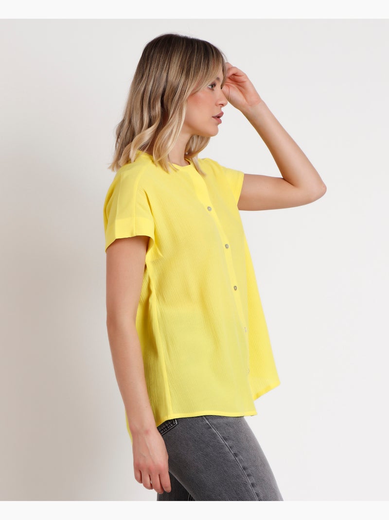 Camicia fluida a maniche corte da donna ADMAS Giallo limone - Kiabi