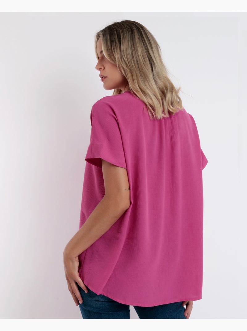 Camicia fluida a maniche corte da donna ADMAS Rosa fucsia - Kiabi