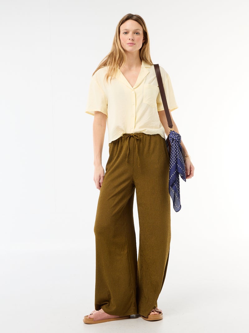 Camicia fluida a maniche corte Giallo - Kiabi