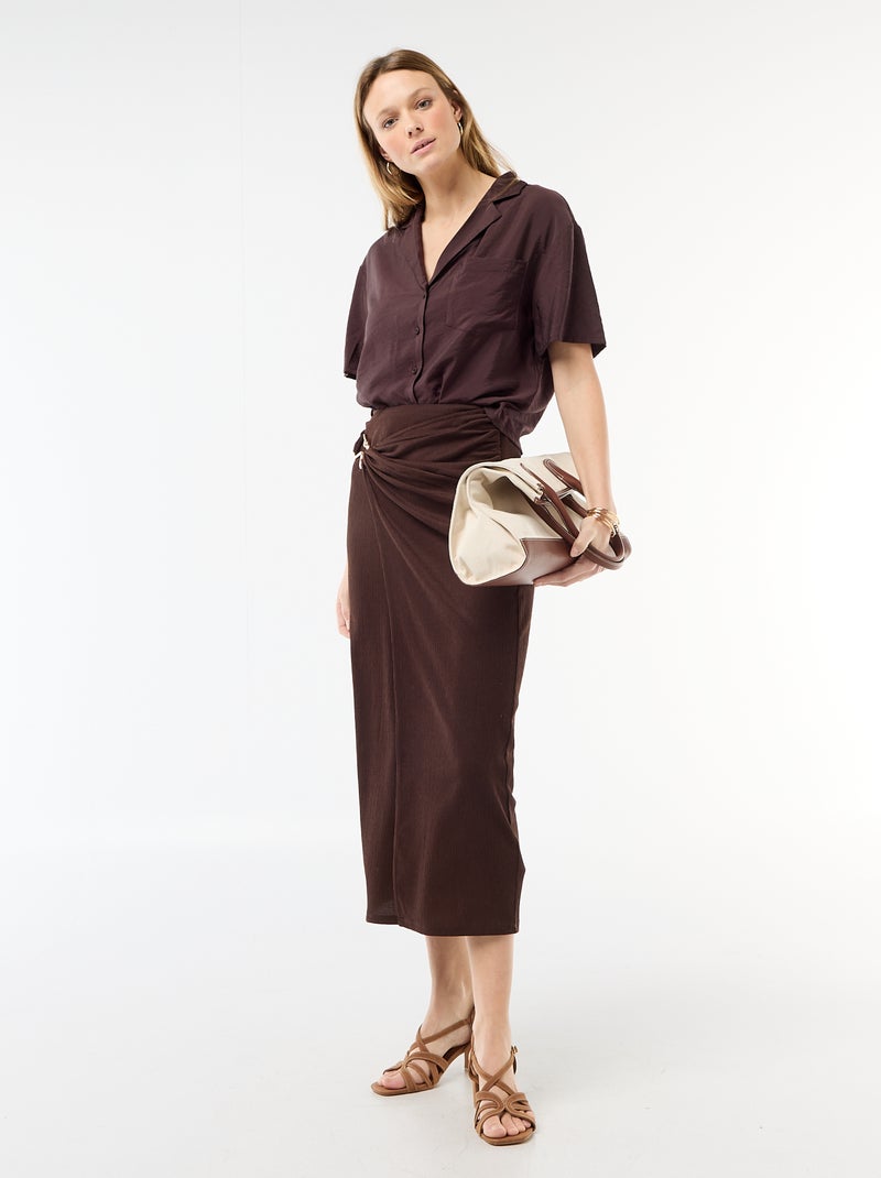 Camicia fluida a maniche corte Marrone - Kiabi