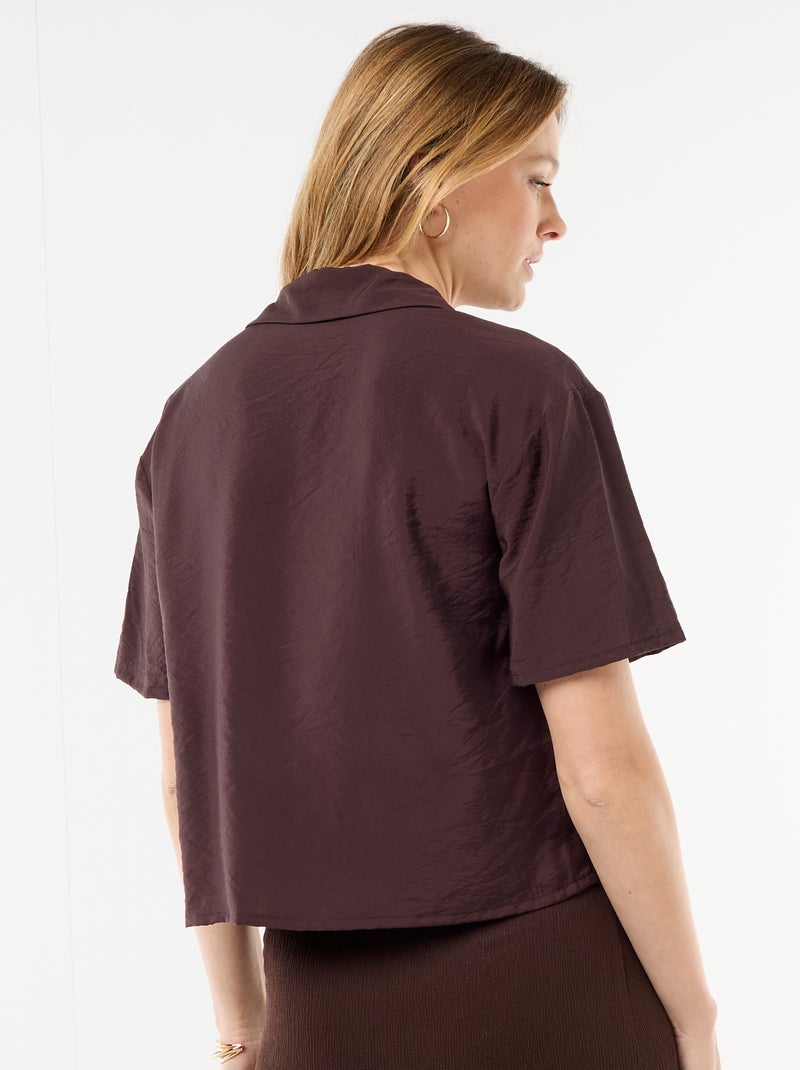 Camicia fluida a maniche corte Marrone - Kiabi