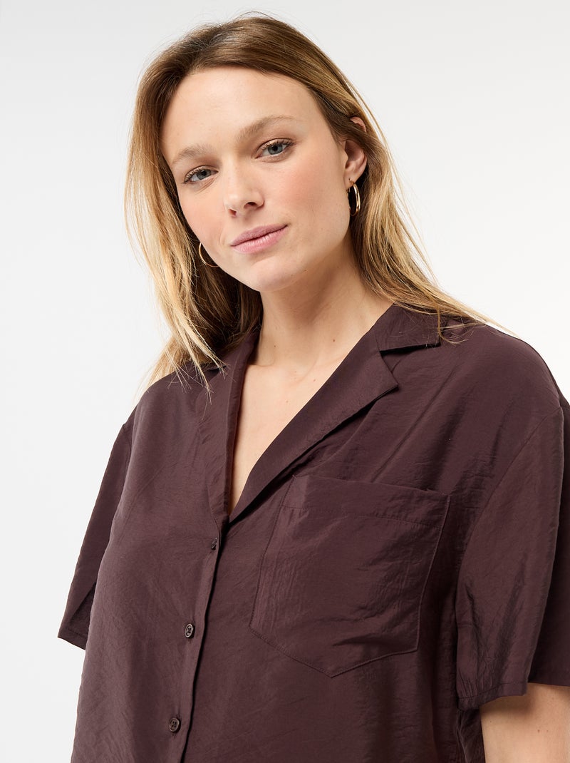 Camicia fluida a maniche corte Marrone - Kiabi