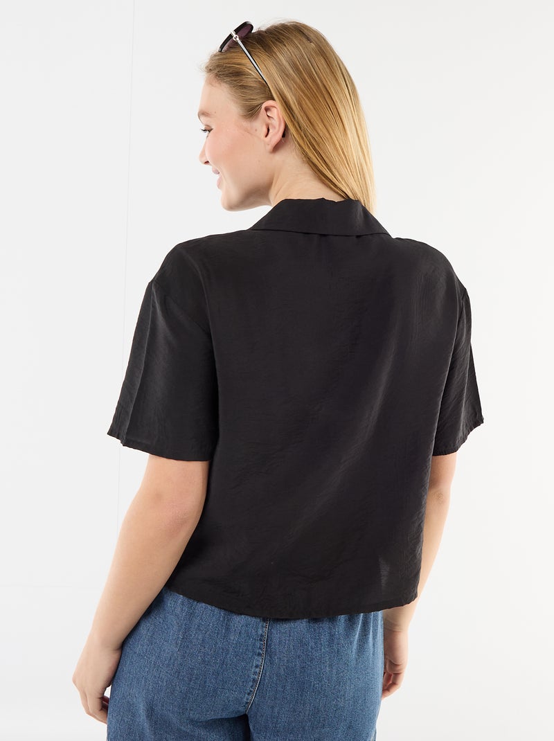 Camicia fluida a maniche corte Nero - Kiabi