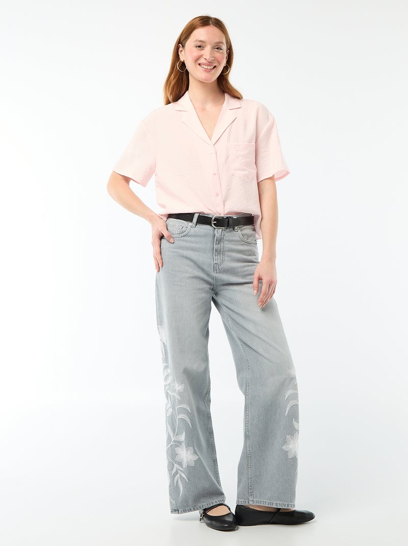 Camicia fluida a maniche corte Rosa - Kiabi