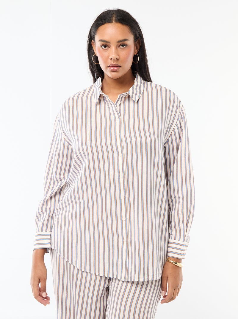 Camicia fluida a maniche lunghe Beige - Kiabi