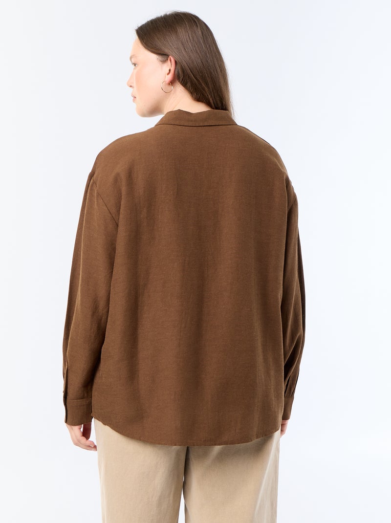 Camicia fluida a maniche lunghe Marrone - Kiabi