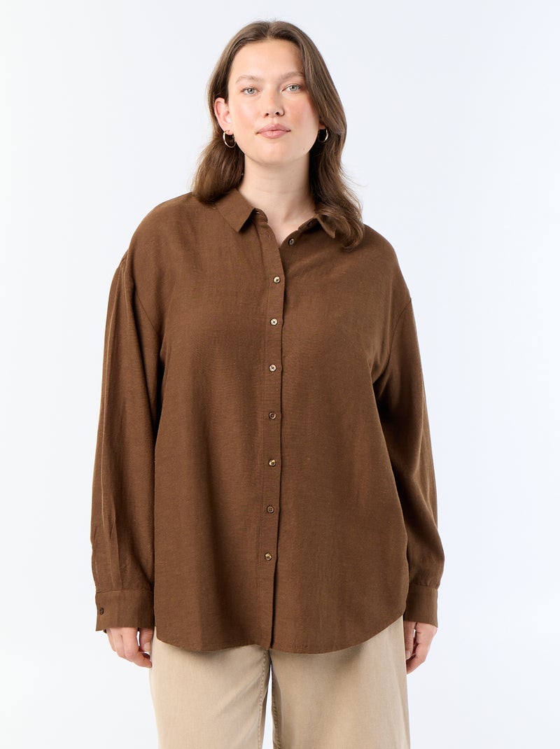 Camicia fluida a maniche lunghe Marrone - Kiabi