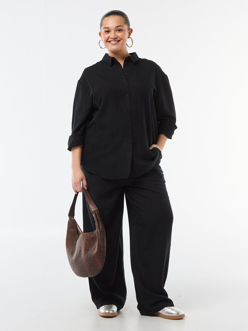 Camicia fluida a maniche lunghe Nero - Kiabi