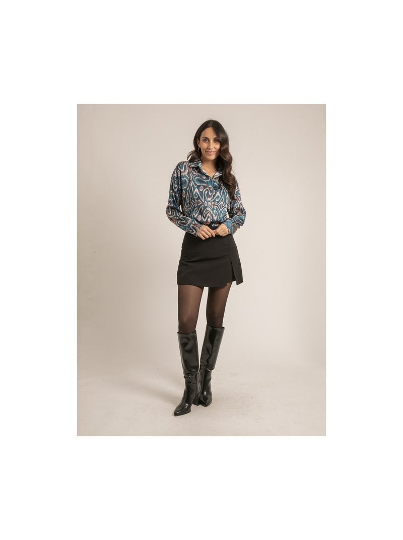 Camicia fluida a motivi OTILIE Blu pavone - Kiabi
