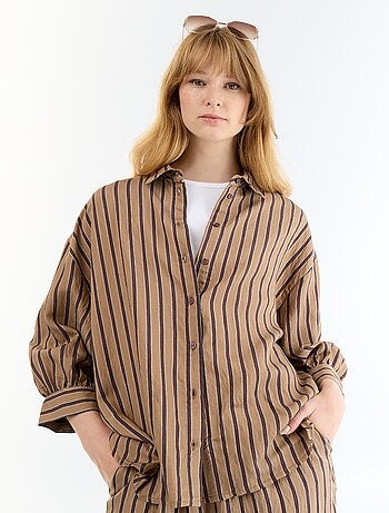 Camicia fluida a righe con maniche a palloncino