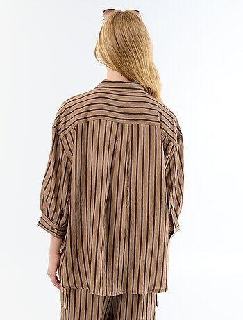 Camicia fluida a righe con maniche a palloncino