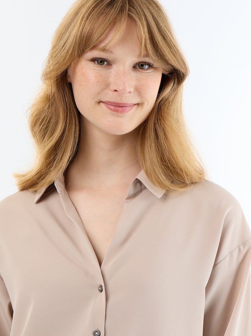 Camicia fluida a tinta unita Beige - Kiabi