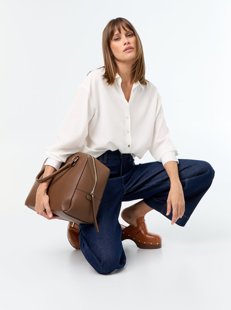 Camicia fluida a tinta unita Bianco - Kiabi