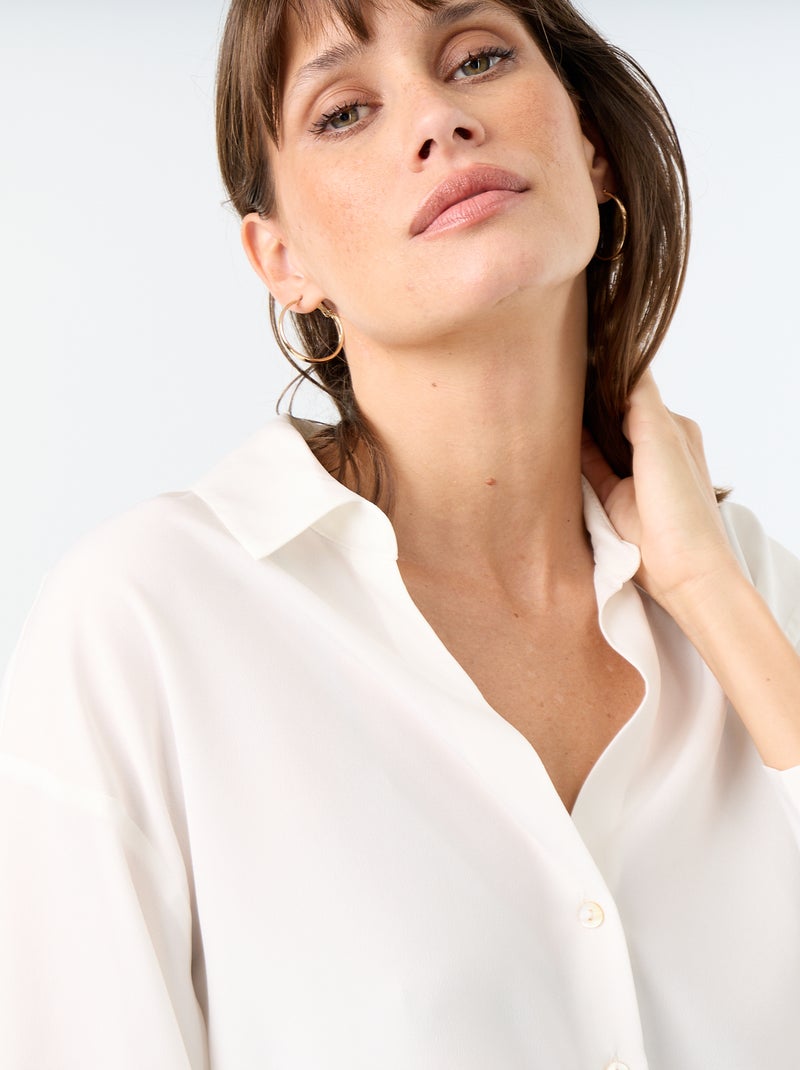 Camicia fluida a tinta unita Bianco - Kiabi