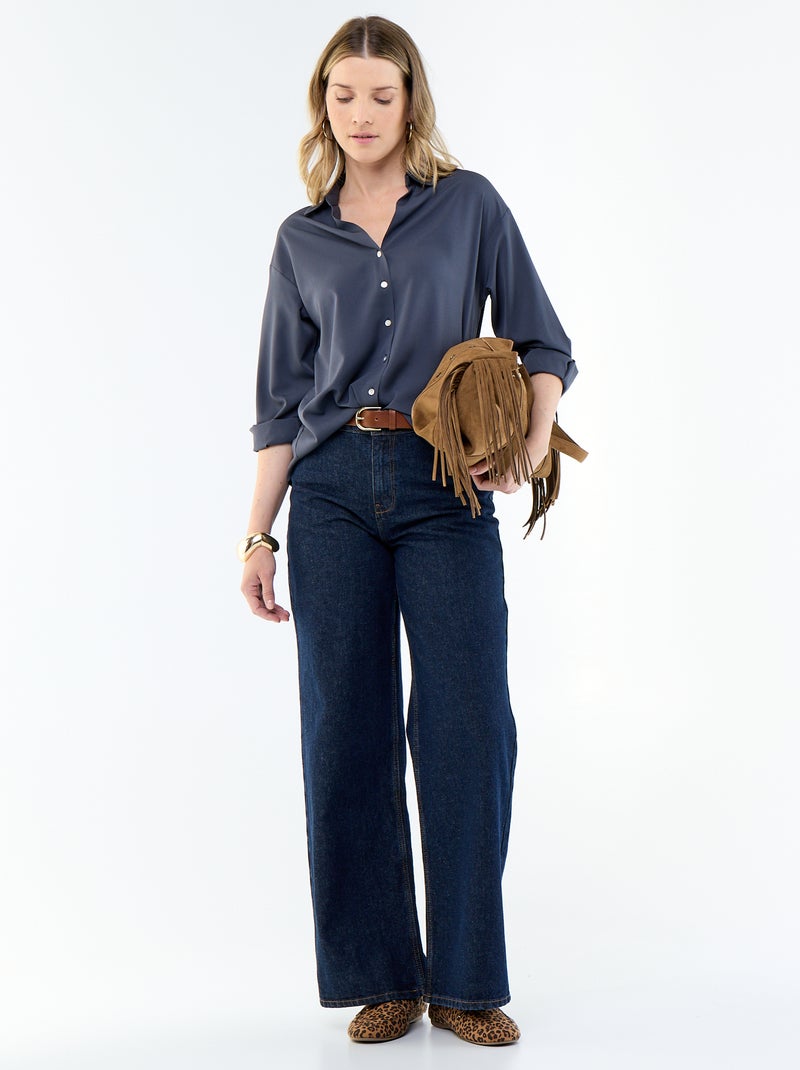 Camicia fluida a tinta unita Blu - Kiabi