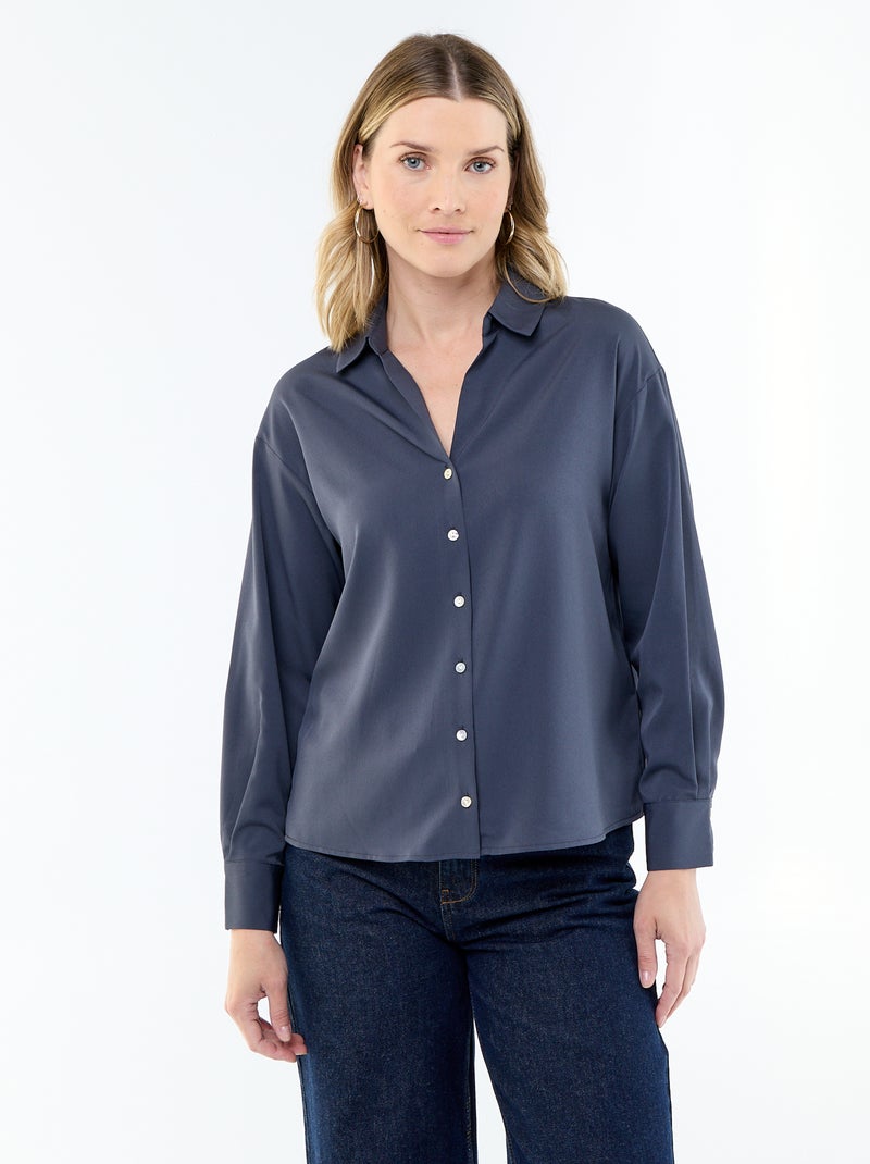 Camicia fluida a tinta unita Blu - Kiabi