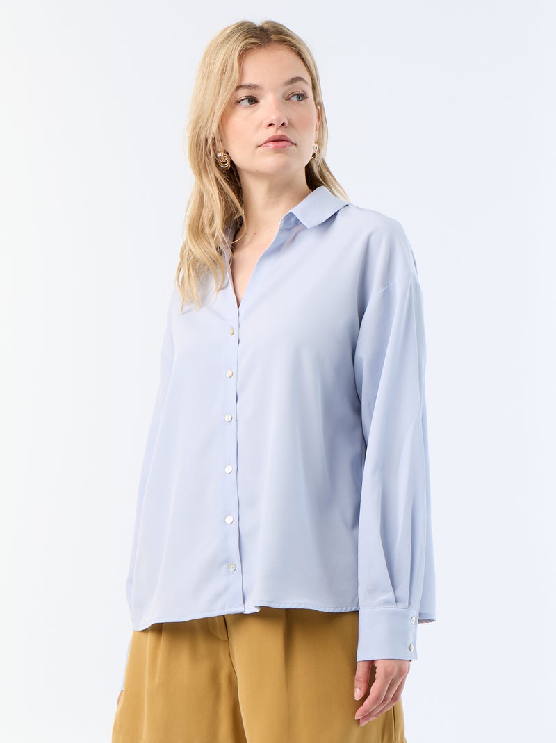 Camicia fluida a tinta unita Blu - Kiabi