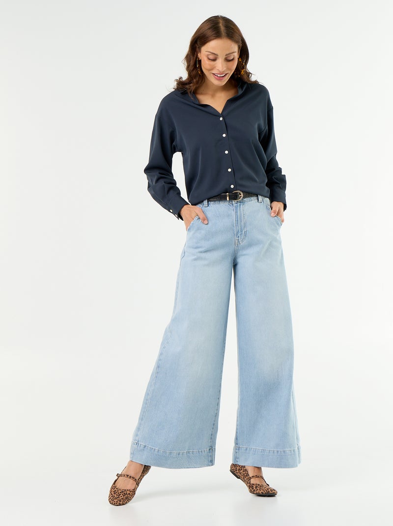 Camicia fluida a tinta unita Blu - Kiabi