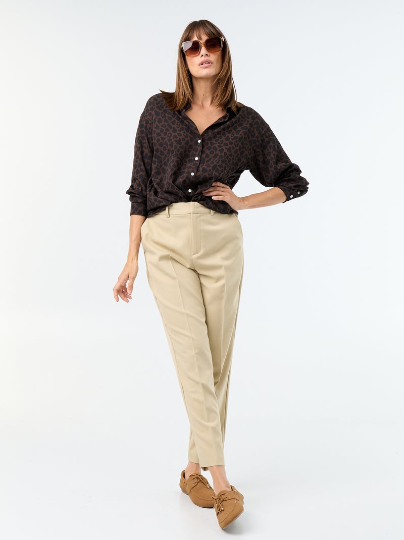 Camicia fluida a tinta unita Marrone - Kiabi
