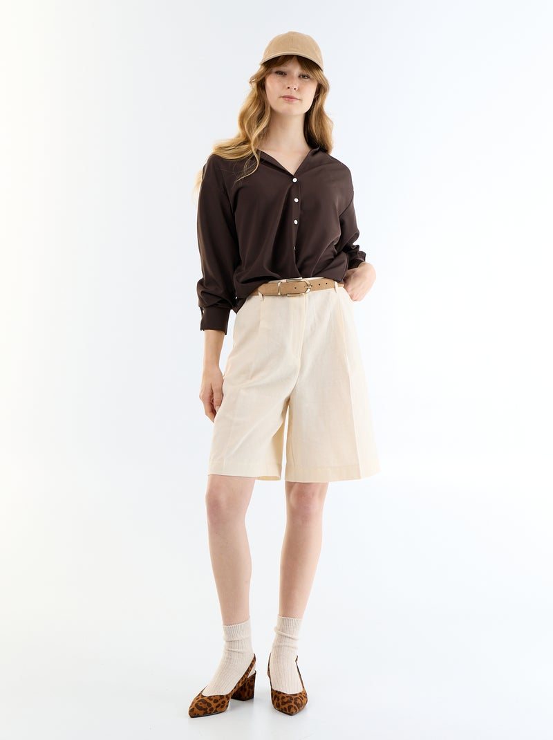 Camicia fluida a tinta unita Marrone - Kiabi