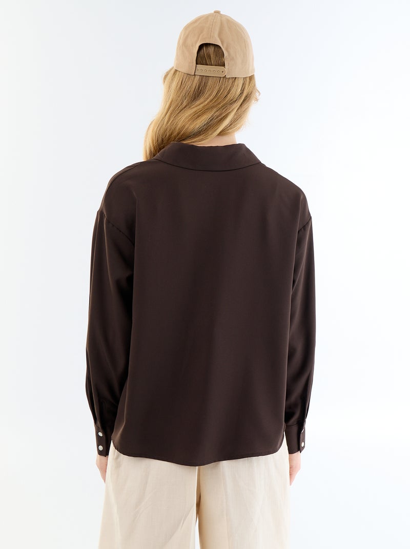 Camicia fluida a tinta unita Marrone - Kiabi