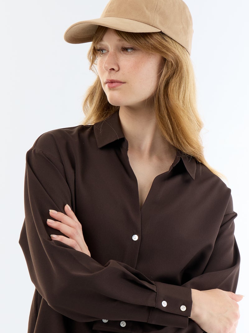 Camicia fluida a tinta unita Marrone - Kiabi