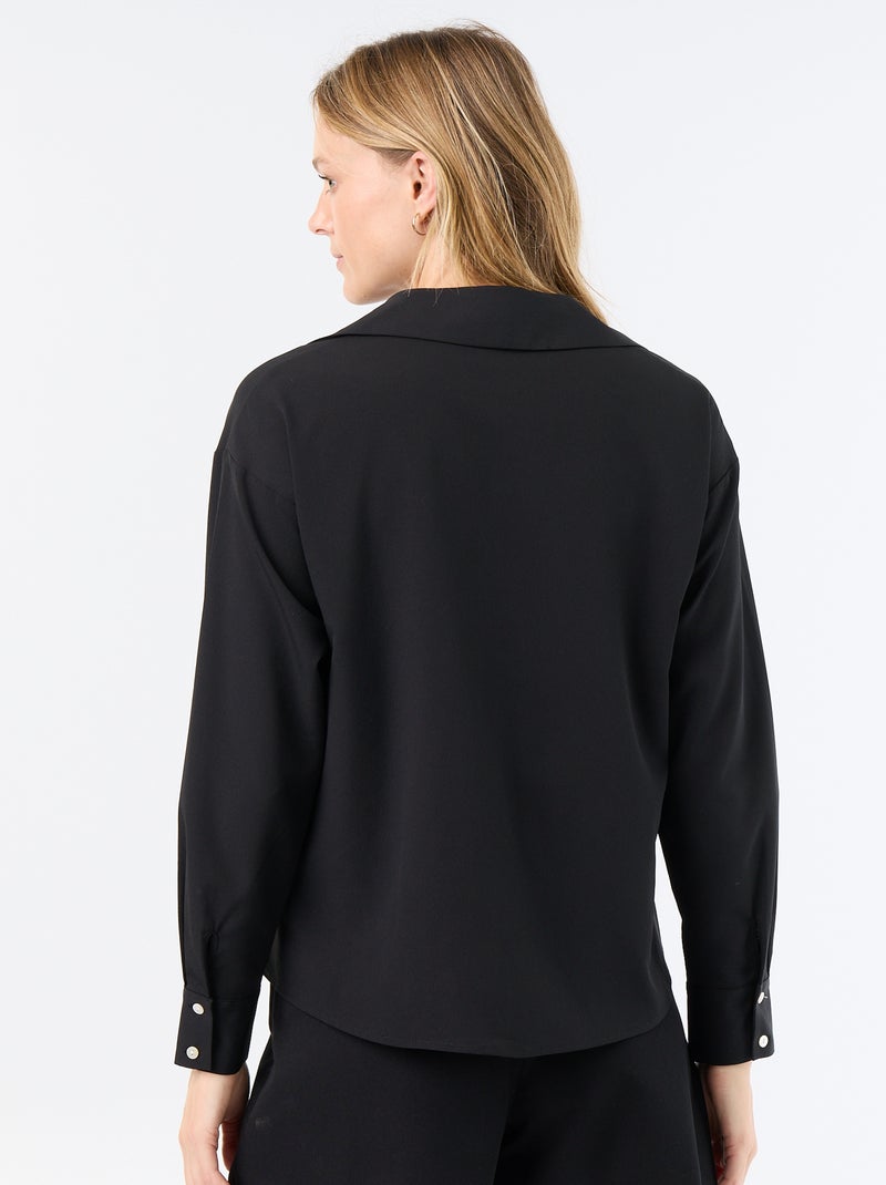 Camicia fluida a tinta unita Nero - Kiabi