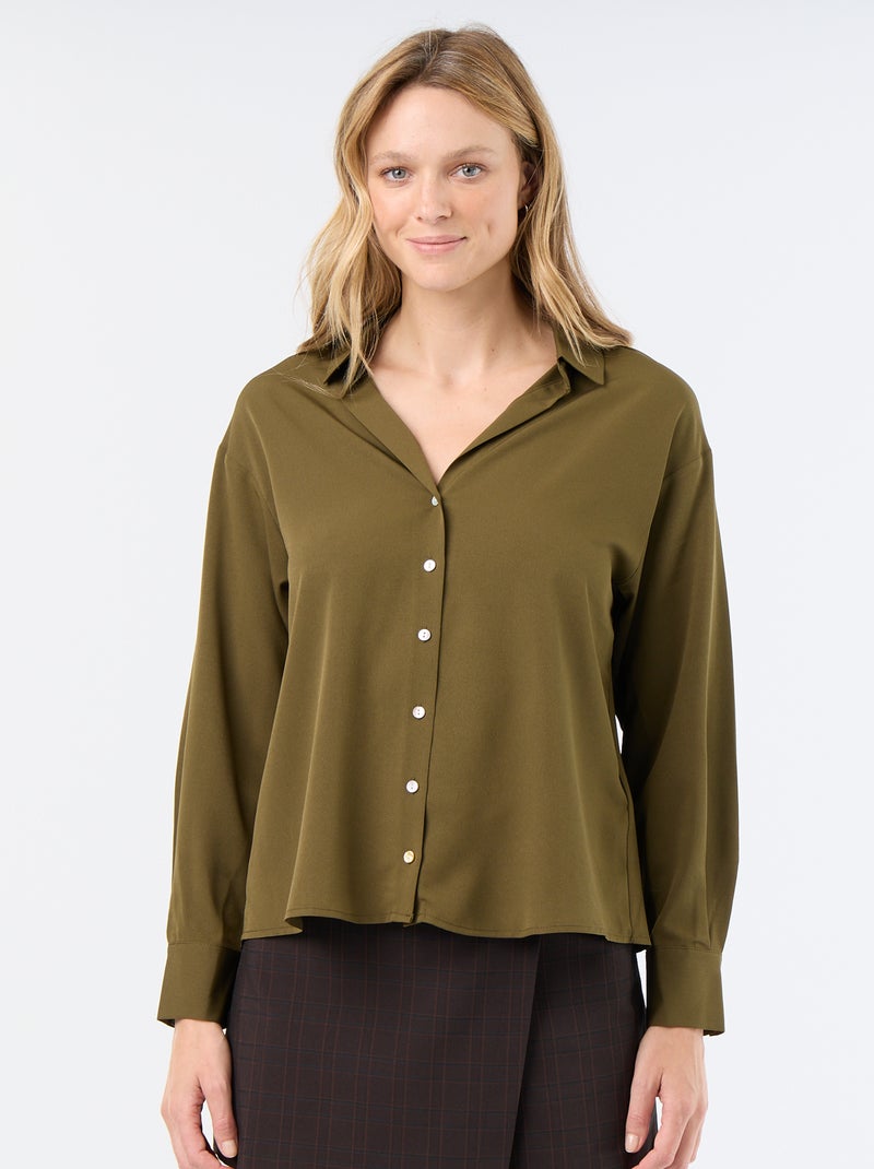 Camicia fluida a tinta unita Verde - Kiabi